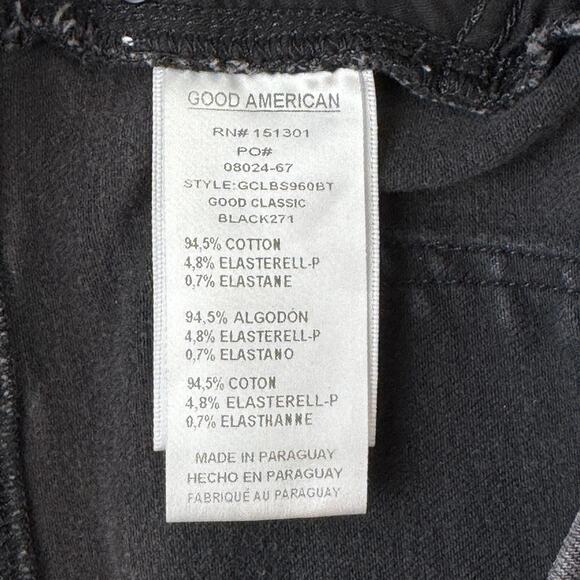 Good American Black271 Classic Slim-Straight Raw Step-Hem Jeans Plus Size 15 - Picture 9 of 14